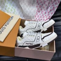 Louis Vuitton Unisex LV Trainer Sneaker White Monogram-Embossed Calf Leather 1ACR5K (10)