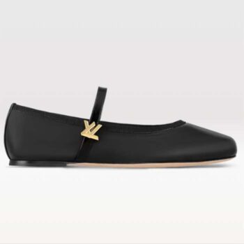 Louis Vuitton Women Romy Flat Ballerina Black Lambskin Leather LV Twist 1ACUKM