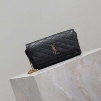 Saint Laurent YSL Women Black Gaby Chain Phone Holder Quilted Lambskin Metal (3)