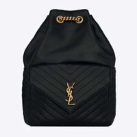 Saint Laurent YSL Women Joe Backpack Lambskin Black Leather (9)