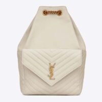 Saint Laurent YSL Women Joe Backpack Lambskin White Leather