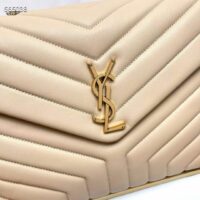 Saint Laurent YSL Women Medium Quilted Leather Beige Calfskin Leather Brass (8)