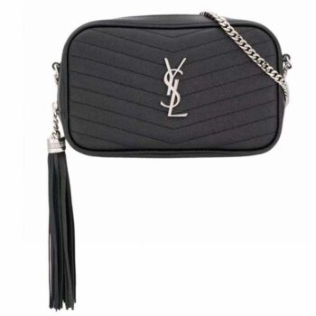 Saint Laurent YSL Women Mini Lou Quilted Leather Black Silver Zip Closure