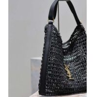 Saint Laurent YSL Women Oxalis Bag Raffia Macrame Black Brass (4)