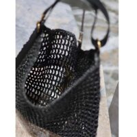 Saint Laurent YSL Women Oxalis Bag Raffia Macrame Black Brass (4)