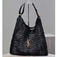 Saint Laurent YSL Women Oxalis Bag Raffia Macrame Black Brass (4)