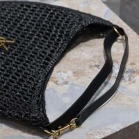 Saint Laurent YSL Women Oxalis Bag Raffia Macrame Black Brass (4)