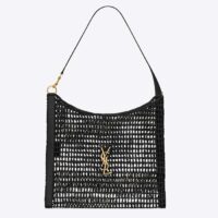 Saint Laurent YSL Women Oxalis Bag Raffia Macrame Black Brass (4)