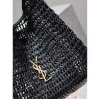 Saint Laurent YSL Women Oxalis Bag Raffia Macrame Black Brass (4)