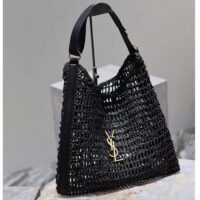 Saint Laurent YSL Women Oxalis Bag Raffia Macrame Black Brass (4)