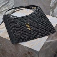 Saint Laurent YSL Women Oxalis Bag Raffia Macrame Black Brass (4)