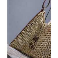 Saint Laurent YSL Women Oxalis Bag Raffia Viscose Beige Brass (11)