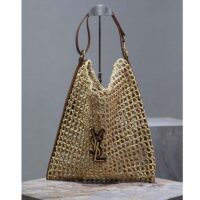 Saint Laurent YSL Women Oxalis Bag Raffia Viscose Beige Brass (11)