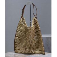 Saint Laurent YSL Women Oxalis Bag Raffia Viscose Beige Brass (11)