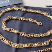 Dior CD Women 30 Montaigne Jolie Chain Belt Gold White Resin Pearls 10 MM (2)