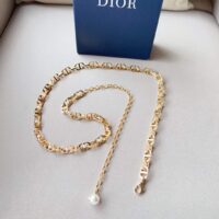 Dior CD Women 30 Montaigne Jolie Chain Belt Gold White Resin Pearls 10 MM (2)