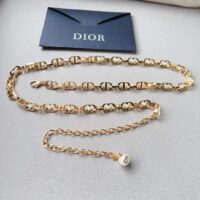 Dior CD Women 30 Montaigne Jolie Chain Belt Gold White Resin Pearls 10 MM (2)