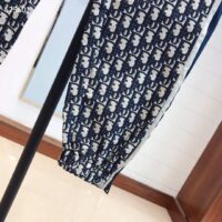 Dior CD Women Flared Pants Blue Ecru Technical Taffeta Jacquard Dior Oblique (7)