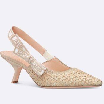 Dior CD Women J'Adior Slingback Pump Natural Raffia Flat Bow