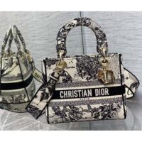 Dior CD Women Medium Lady D-Lite Bag Latte Black Toile de Jouy Zodiac Embroidery (9)