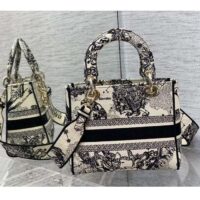 Dior CD Women Medium Lady D-Lite Bag Latte Black Toile de Jouy Zodiac Embroidery (9)