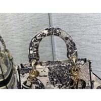 Dior CD Women Medium Lady D-Lite Bag Latte Black Toile de Jouy Zodiac Embroidery (9)