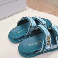 Dior Unisex CD Dioract Slide Technical Fabric Sea Green Allover Butterfly Print (2)