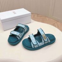 Dior Unisex CD Dioract Slide Technical Fabric Sea Green Allover Butterfly Print (2)