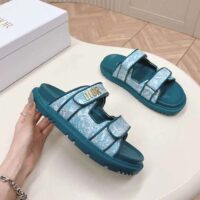 Dior Unisex CD Dioract Slide Technical Fabric Sea Green Allover Butterfly Print (2)