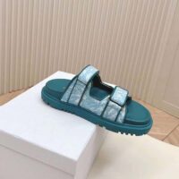 Dior Unisex CD Dioract Slide Technical Fabric Sea Green Allover Butterfly Print (2)