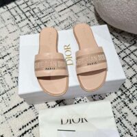 Dior Unisex CD Dway Slide Nude Calfskin Embroidered Cotton (9)