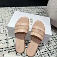 Dior Unisex CD Dway Slide Nude Calfskin Embroidered Cotton (9)