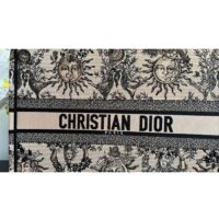 Dior Unisex Large Dior Book Tote Beige Black Toile De Jouy Soleil Embroidery (6)