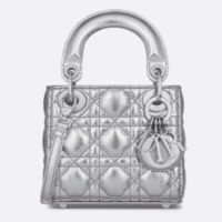 Dior Women CD Dior Or Lady Dior Micro Bag Metallic Crinkled Cannage Calfskin (5)