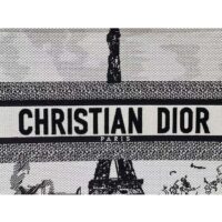 Dior Women CD Medium Dior Book Tote White Black Paris Embroidery (3)