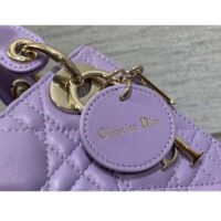 Dior Women CD Mini Lady Dior Bag Lilac Cannage Lambskin (8)