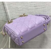 Dior Women CD Mini Lady Dior Bag Lilac Cannage Lambskin (8)