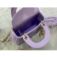 Dior Women CD Mini Lady Dior Bag Lilac Cannage Lambskin (8)