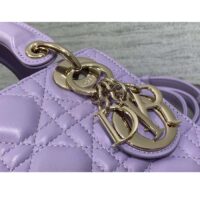 Dior Women CD Mini Lady Dior Bag Lilac Cannage Lambskin (8)