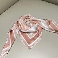 Dior Women CD Toile De Jouy Sauvage 90 Square Scarf Ivory Pink Silk Twill (5)