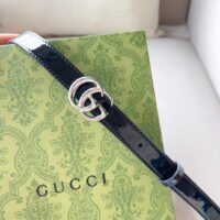 Gucci Unisex GG Marmont Thin Belt Black Leather Double G Buckle (7)