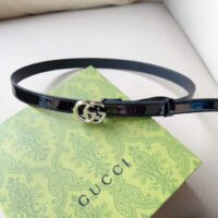 Gucci Unisex GG Marmont Thin Belt Black Leather Double G Buckle (7)