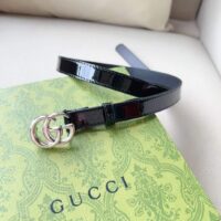 Gucci Unisex GG Marmont Thin Belt Black Leather Double G Buckle (7)