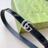 Gucci Unisex GG Marmont Thin Belt Black Leather Double G Buckle (7)