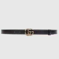 Gucci Unisex GG Marmont Thin Belt Black Leather Double G Buckle (7)