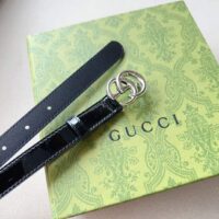 Gucci Unisex GG Marmont Thin Belt Black Leather Double G Buckle (7)