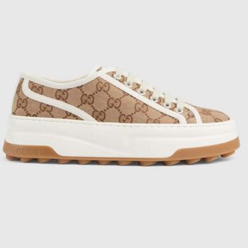 Gucci Unisex GG Sneaker Beige Ebony Original GG Canvas Low Heel