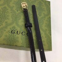 Gucci Unisex GG Thin Patent Double G Belt Black Leather 1.3 CM Width (4)