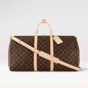 Louis Vuitton LV Unisex Keepall Bandoulière 55 Coated Canvas Natural Cowhide Leather M41414