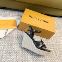 Louis Vuitton LV Women LV Isola Wedge Sandal Black Calf Leather Rope Rubber 1ACI8E (11)